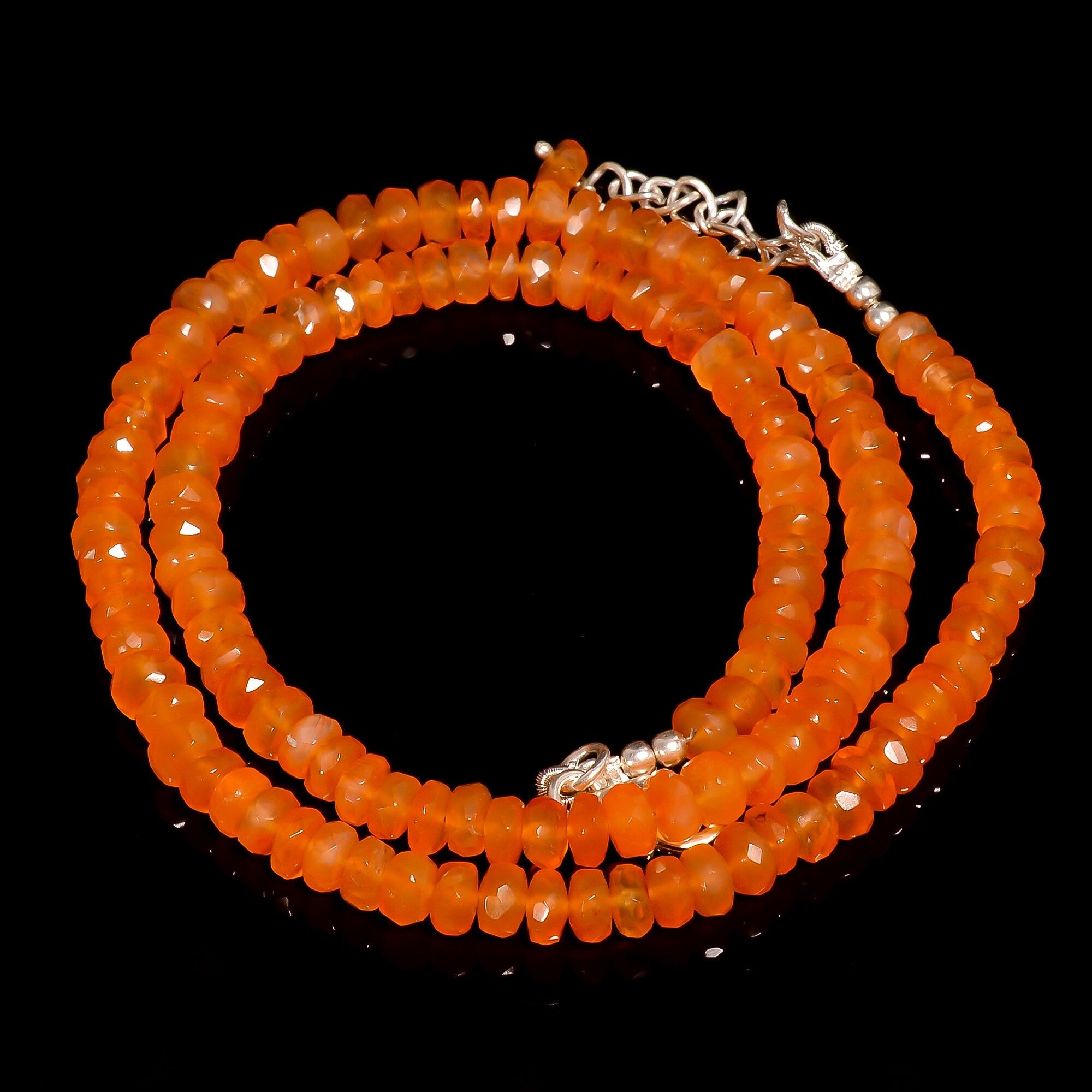carnelian natural gemstone rondelle shape faceted beads necklace